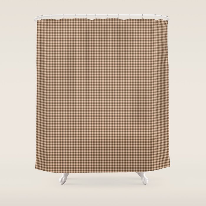 Cozy Amberlight Coffee Gingham Check Shower Curtain Gallery Image 1