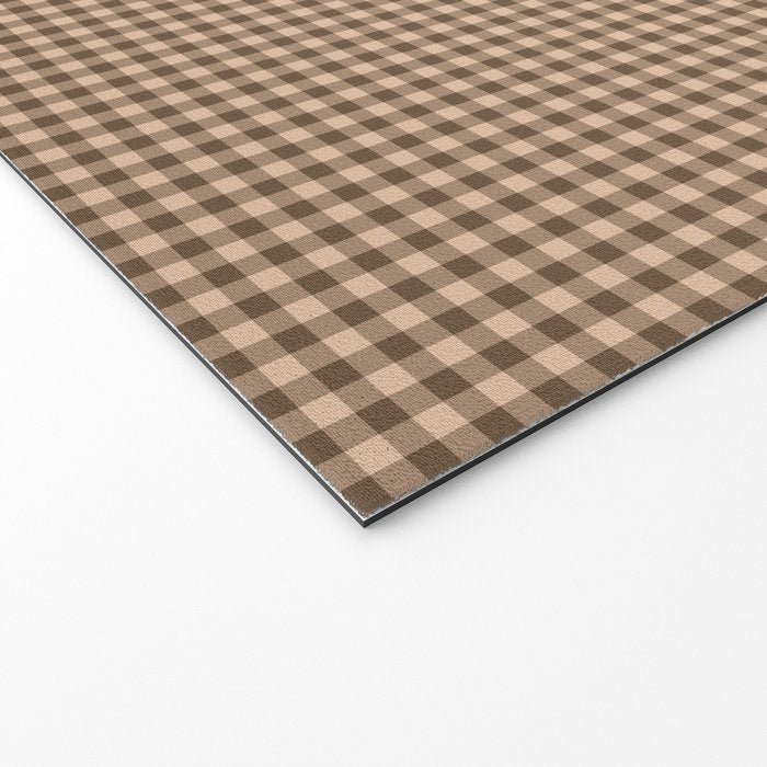 Cozy Amberlight Coffee Gingham Check Welcome Mat Gallery Image 2