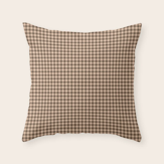 Cozy Amberlight Coffee Gingham Check Throw Pillow Gallery Image 6