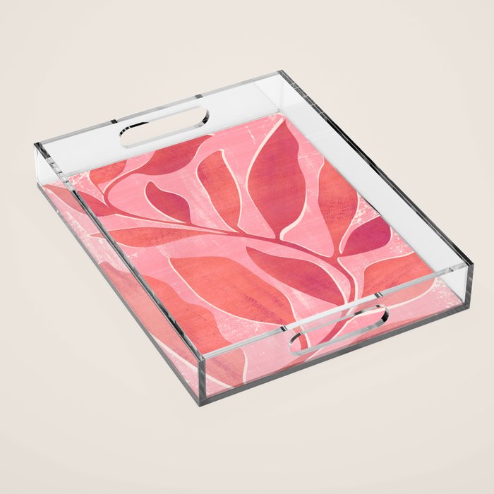 Dancing Queen - Pink Botanical Acrylic Tray Gallery Image 1