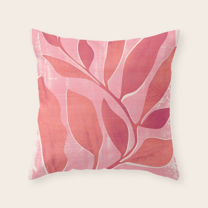 Dancing Queen - Pink Botanical Throw Pillow Gallery Image 1