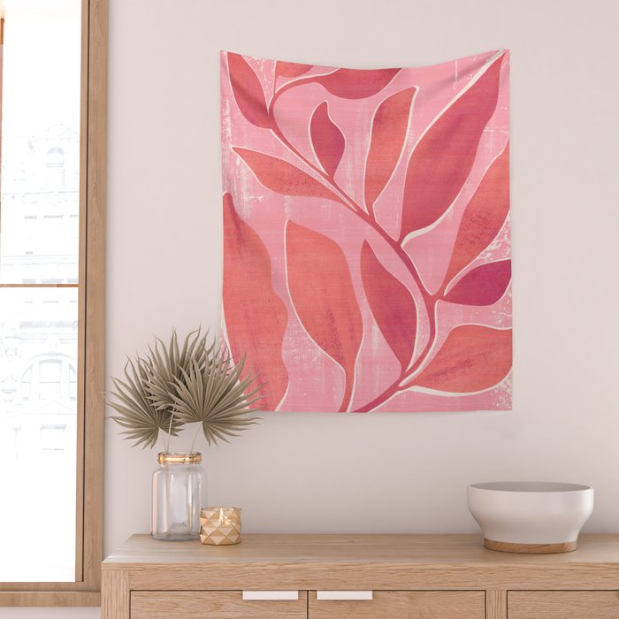 Dancing Queen - Pink Botanical Wall Tapestry Gallery Image 2