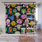 Funny colorful dog cartoon pattern Wall Mural Gallery Image 1