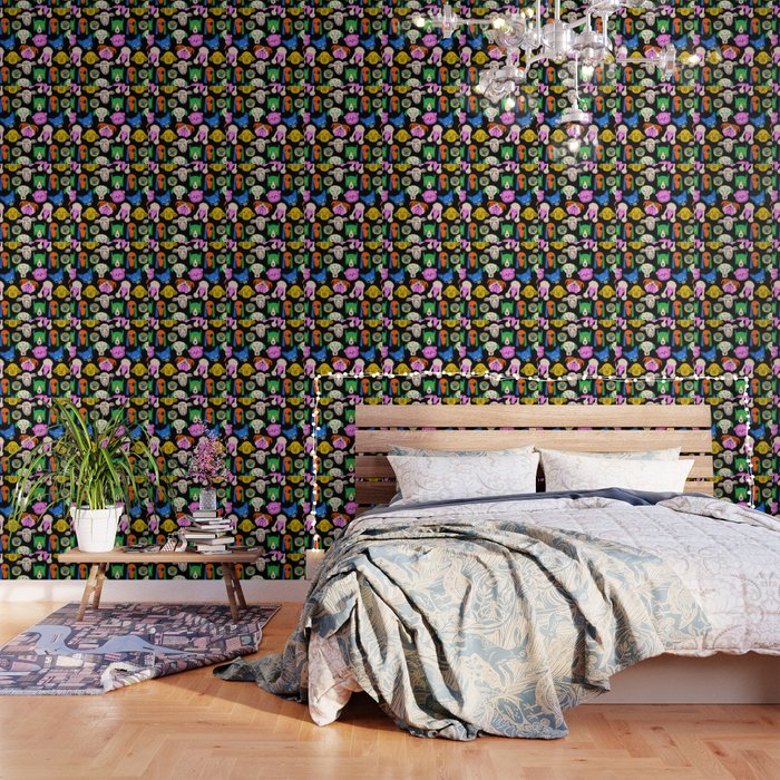Funny colorful dog cartoon pattern Wallpaper Gallery Image 1
