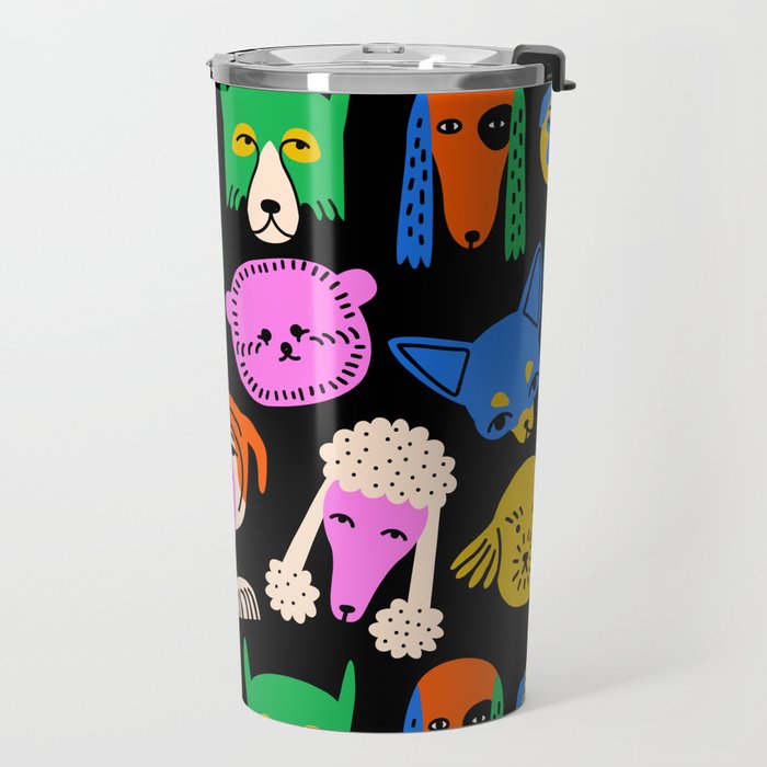 Funny colorful dog cartoon pattern Travel Mug Gallery Image 2