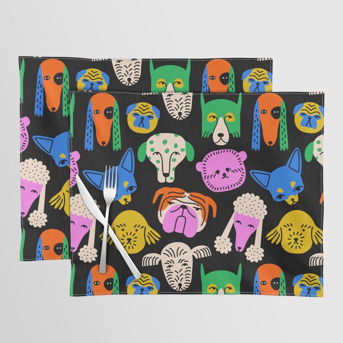 Funny colorful dog cartoon pattern Placemat Gallery Image 1