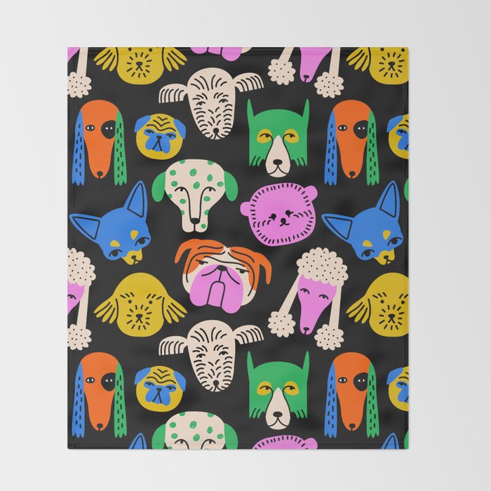 Funny colorful dog cartoon pattern Throw Blanket Gallery Image 2