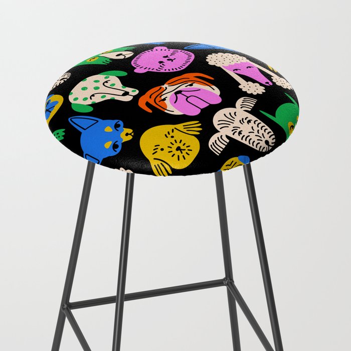 Funny colorful dog cartoon pattern Stool Gallery Image 2