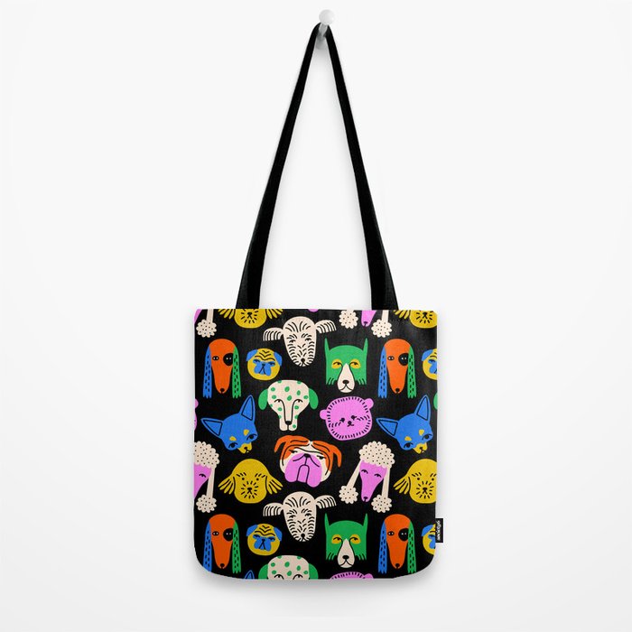 Funny colorful dog cartoon pattern Tote Bag Gallery Image 2