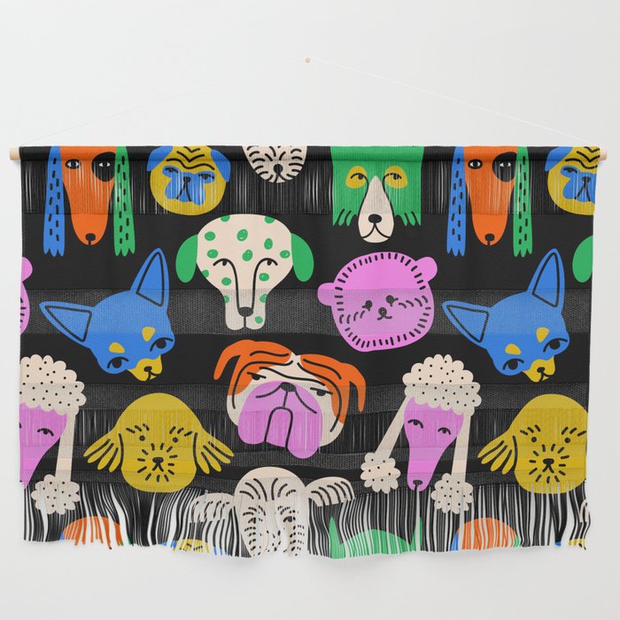 Funny colorful dog cartoon pattern Wall Hanging Gallery Image 1