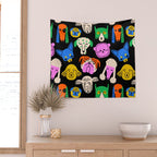 Funny colorful dog cartoon pattern Wall Tapestry Gallery Image 2