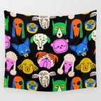 Funny colorful dog cartoon pattern Wall Tapestry Gallery Image 4
