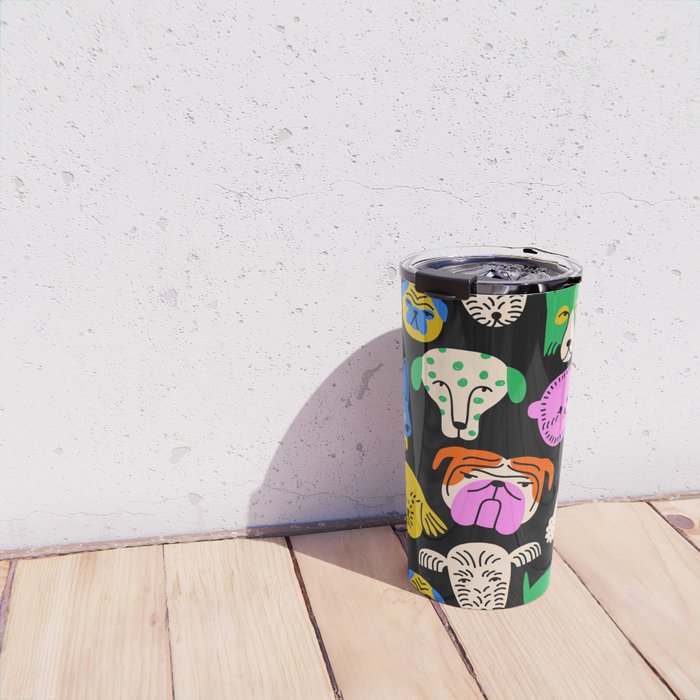 Funny colorful dog cartoon pattern Travel Mug Gallery Image 4