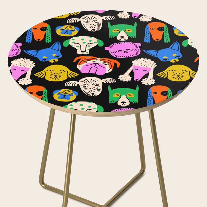 Funny colorful dog cartoon pattern Side Table Gallery Image 2