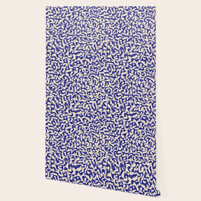 Playful strokes #2 / Blue on Beige Wallpaper Gallery Image 2