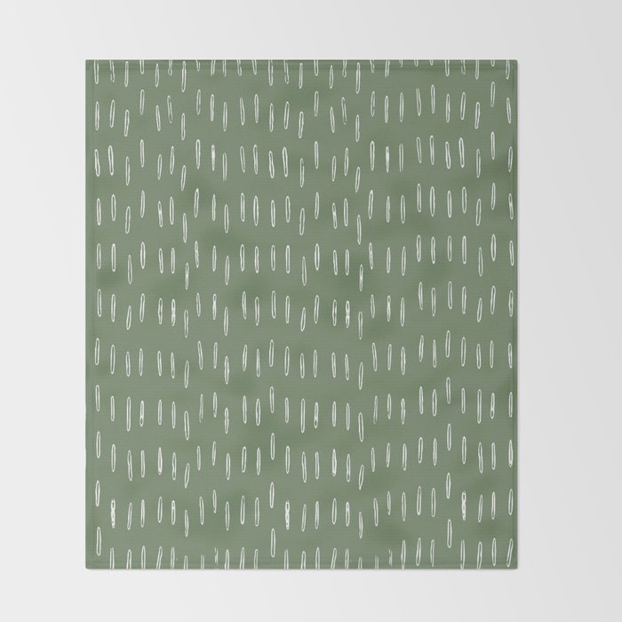 Let It Snow, Green and White, Boho Art Throw Blanket Gallery Image 2
