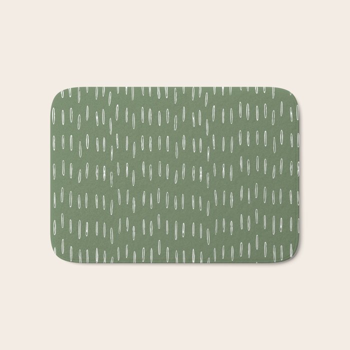 Let It Snow, Green and White, Boho Art Bath Mat Gallery Image 1