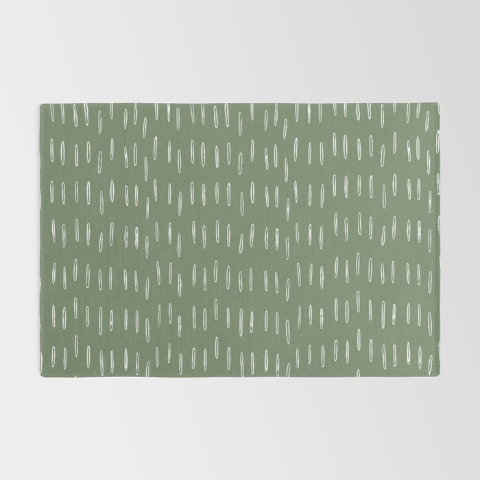 Let It Snow, Green and White, Boho Art Rug Gallery Image 2