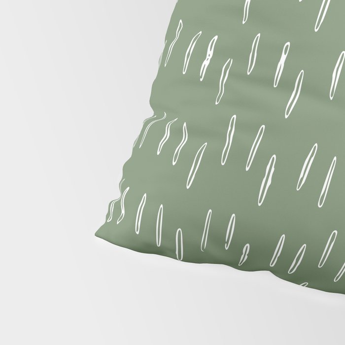 Let It Snow, Green and White, Boho Art Pillow Sham Gallery Image 4