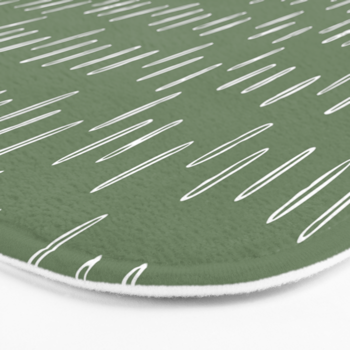 Let It Snow, Green and White, Boho Art Bath Mat Gallery Image 3