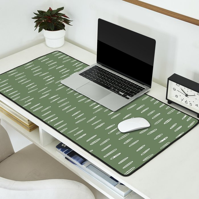 Let It Snow, Green and White, Boho Art Desk Mat Gallery Image 2