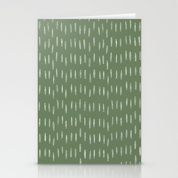 Let It Snow, Green and White, Boho Art Stationery Card Gallery Image 2