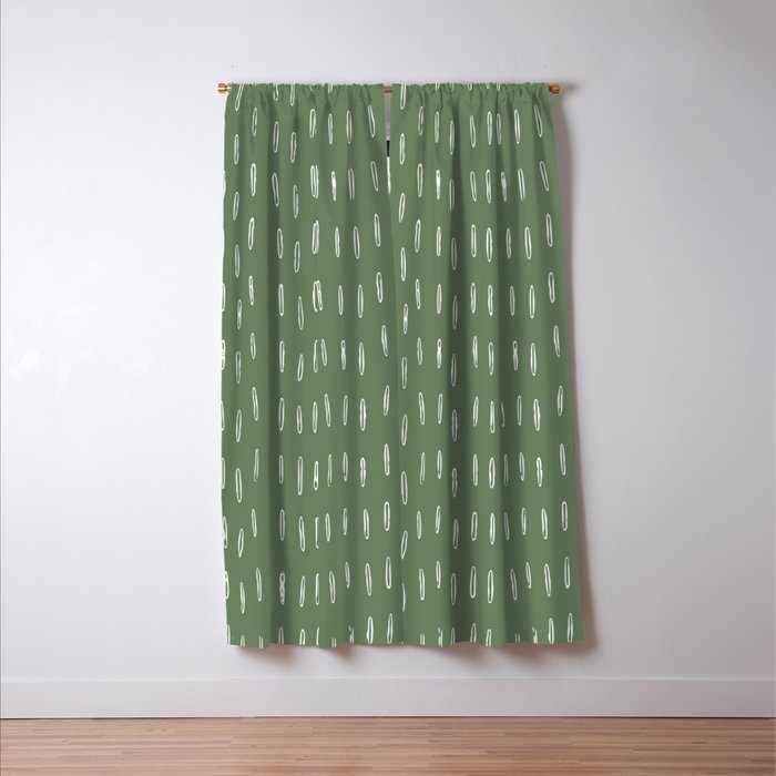 Let It Snow, Green and White, Boho Art Window Curtain Gallery Image 3