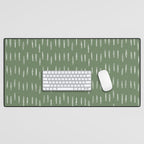 Let It Snow, Green and White, Boho Art Desk Mat Gallery Image 1