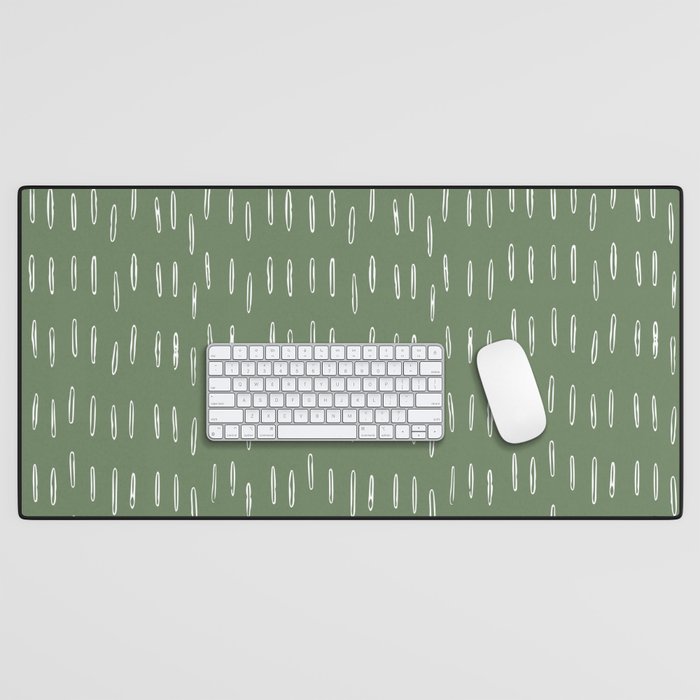 Let It Snow, Green and White, Boho Art Desk Mat Gallery Image 1