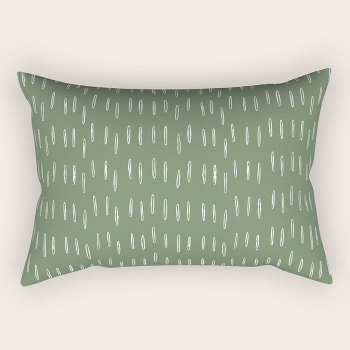 Let It Snow, Green and White, Boho Art Rectangular Pillow Gallery Image 1