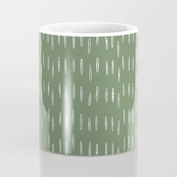 Let It Snow, Green and White, Boho Art Coffee Mug Gallery Image 4
