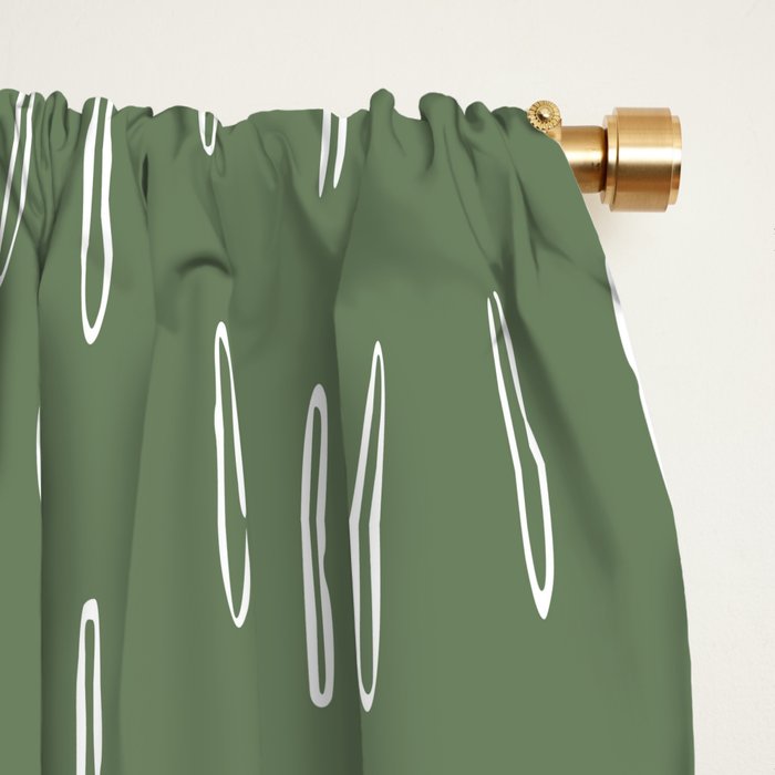 Let It Snow, Green and White, Boho Art Window Curtain Gallery Image 2