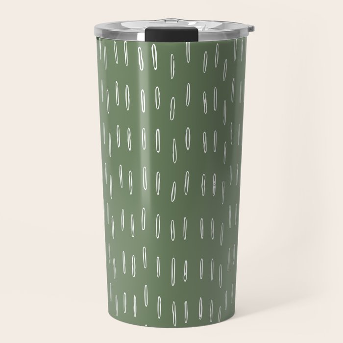 Let It Snow, Green and White, Boho Art Travel Mug Gallery Image 1