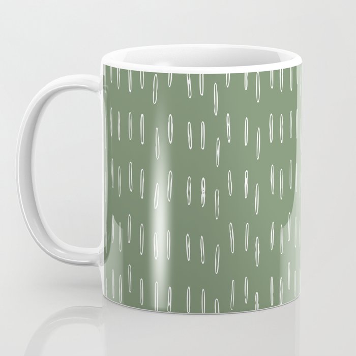 Let It Snow, Green and White, Boho Art Coffee Mug Gallery Image 3