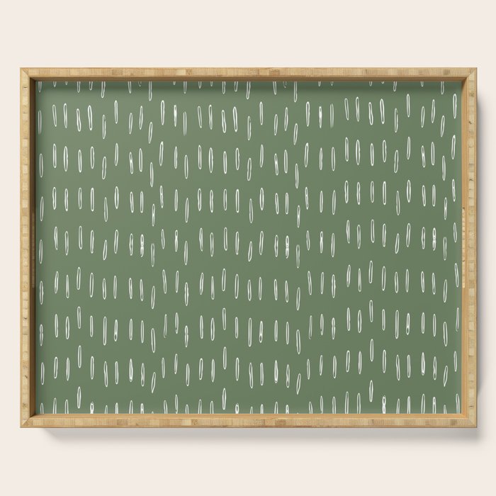 Let It Snow, Green and White, Boho Art Serving Tray Gallery Image 1