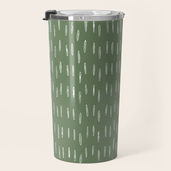 Let It Snow, Green and White, Boho Art Travel Mug Gallery Image 3