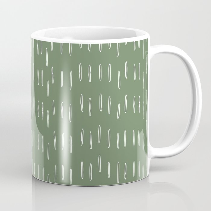 Let It Snow, Green and White, Boho Art Coffee Mug Gallery Image 1