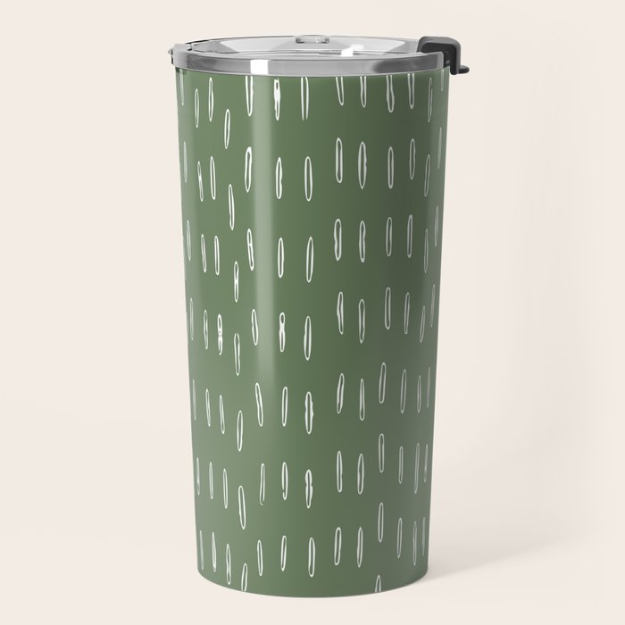 Let It Snow, Green and White, Boho Art Travel Mug Gallery Image 2