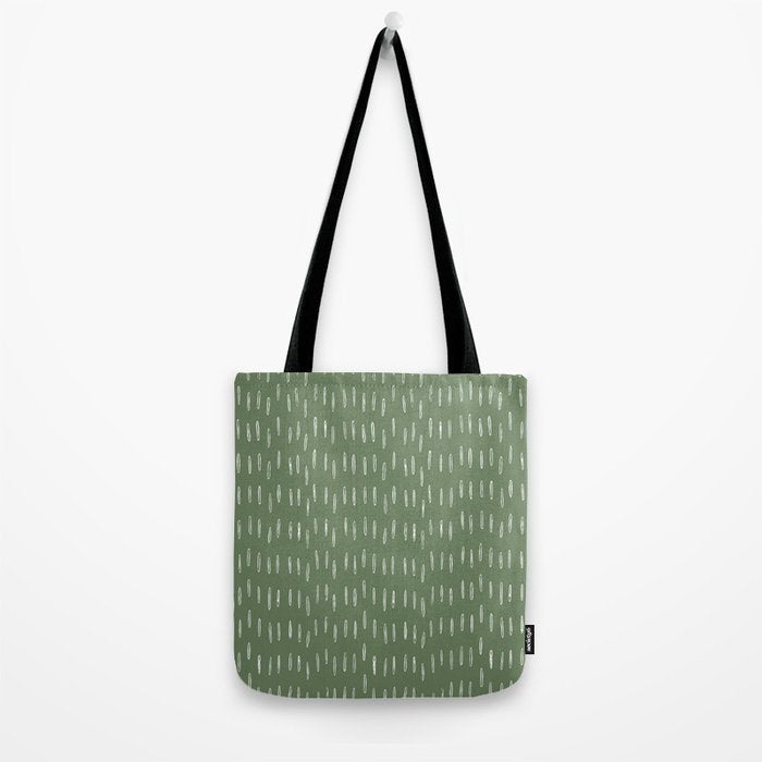Let It Snow, Green and White, Boho Art Tote Bag Gallery Image 2