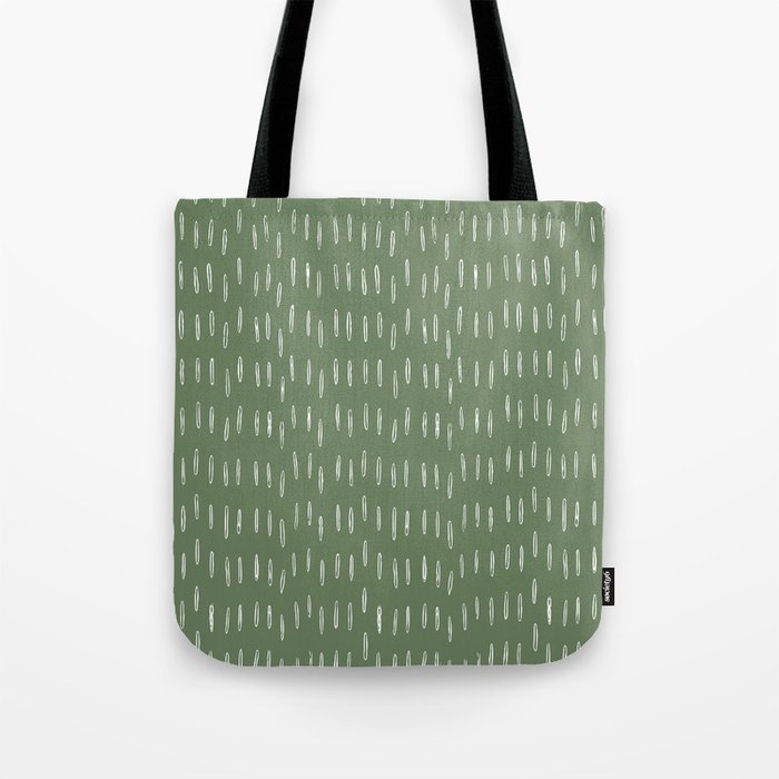 Let It Snow, Green and White, Boho Art Tote Bag Gallery Image 1