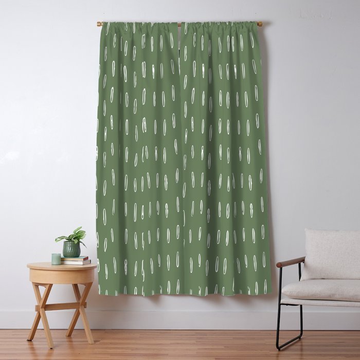 Let It Snow, Green and White, Boho Art Window Curtain Gallery Image 5