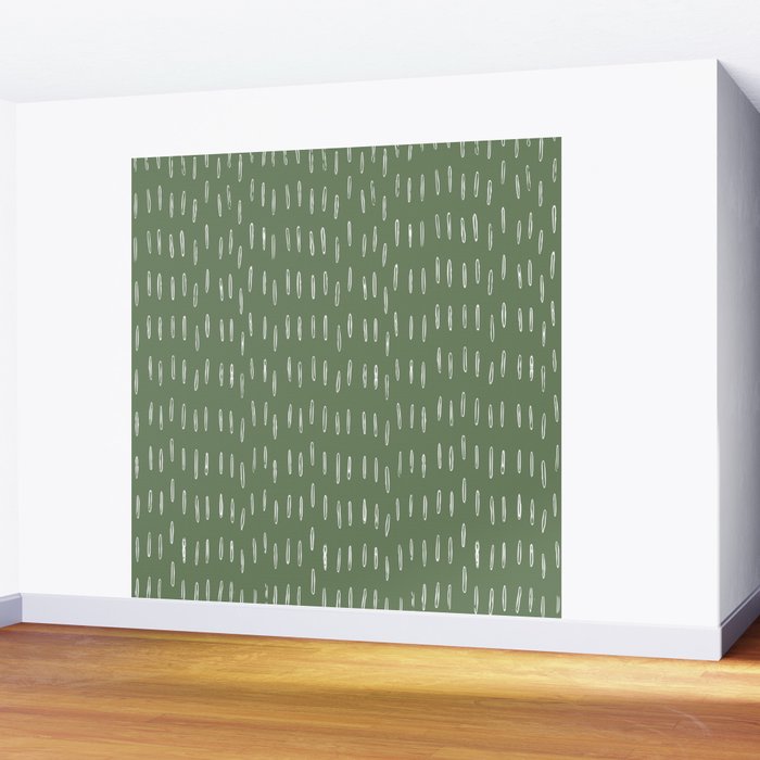 Let It Snow, Green and White, Boho Art Wall Mural Gallery Image 2