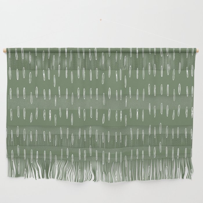 Let It Snow, Green and White, Boho Art Wall Hanging Gallery Image 1