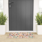 Hand painted ivory pink brown watercolor country floral Welcome Mat Gallery Image 3