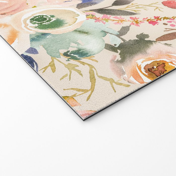 Hand painted ivory pink brown watercolor country floral Welcome Mat Gallery Image 2