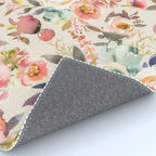 Hand painted ivory pink brown watercolor country floral Rug Gallery Image 4