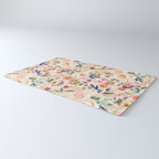 Hand painted ivory pink brown watercolor country floral Rug Gallery Image 3