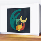 Rabbit and crescent moon Wall Mural Gallery Image 2