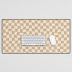 Warped Checkerboard - Neutral Beige Desk Mat Gallery Image 1