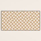 Warped Checkerboard - Neutral Beige Desk Mat Gallery Image 3